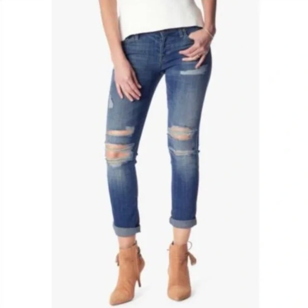 7 For All Mankind Josefina Distressed Skinny Boyfriend Jeans